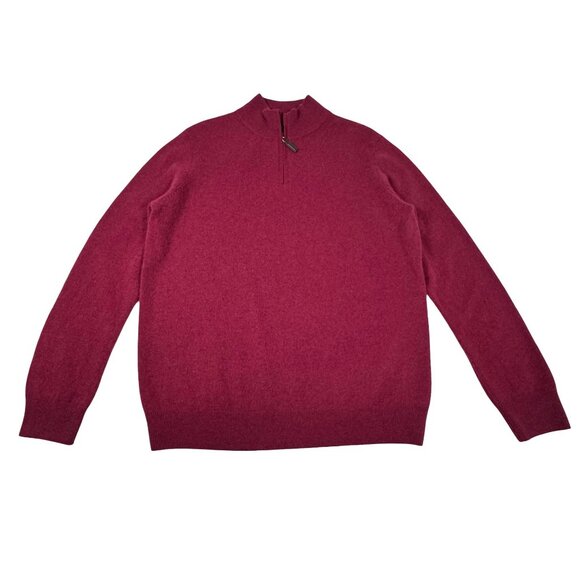 Daniel Hechter Mans 100% Cashmere Sweater SZ L Mock Neck Burgundy Academia - Picture 3 of 11
